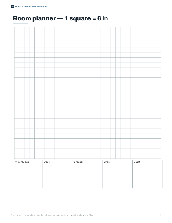Preview of Printable Room Planning Grid PDF